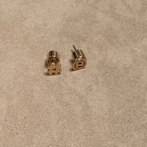 Jenny Bird Gold Hashtag and @ Symbol Earrings